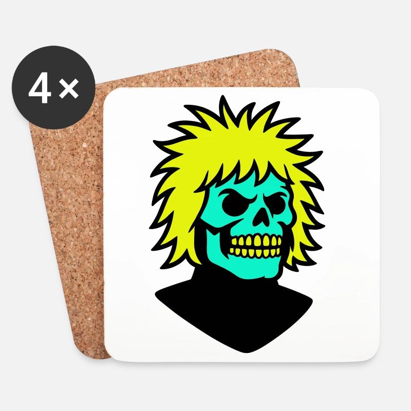 Skullman avec une coiffure cool - Dessous de verre (lot de 4) - blanc