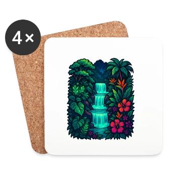 Cascade tropicale - Dessous de verre (lot de 4) - blanc - Devant
