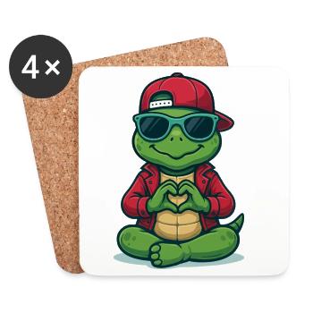 Tortue cœur - Dessous de verre (lot de 4) - blanc - Devant