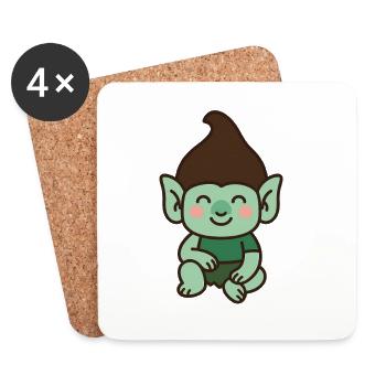 Cute troll – kawaii style - Coasters (set of 4) - white - Front
