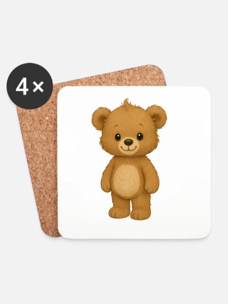 Teddybär - Untersetzer (4er-Set) - Weiß