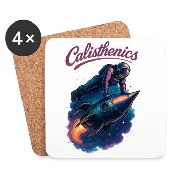 Calisthenics Astronaut Push-ups Rocket Gift - Coasters (set of 4) - white - Front