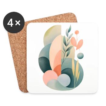 Pastel Abstract Flora Composition - Coasters (set of 4) - white - Front