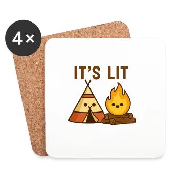 It’s Lit – Lagerfeuer mit Humor - Untersetzer (4er-Set) - Weiß - Vorne