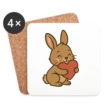 Cuddly Bunny Heart - Coasters (set of 4) - white - Front