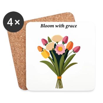 Spring bouquet of tulips and roses - Coasters (set of 4) - white - Front