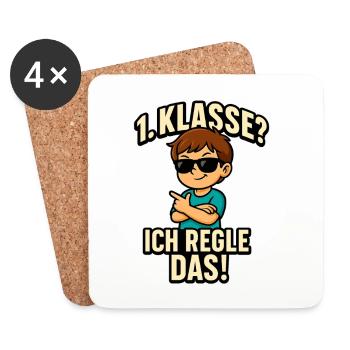 1. Klasse? - Ich regle das! | Einschulung 2025 - Untersetzer (4er-Set) - Weiß - Vorne