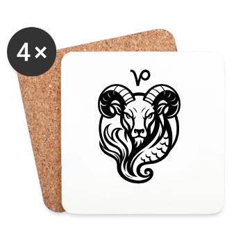 Signe du zodiaque Capricorne - Dessous de verre (lot de 4) - blanc - Devant