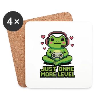 Pixel Frog : Juste un niveau de plus - Dessous de verre (lot de 4) - blanc - Devant