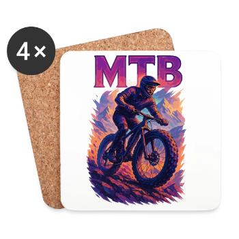 MTB Mountainbiking Fatbike cruisen Geschenk - Untersetzer (4er-Set) - Weiß - Vorne