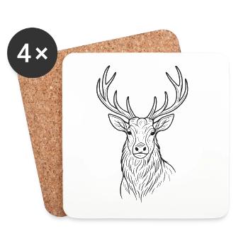Design moderne du cerf - Dessous de verre (lot de 4) - blanc - Devant