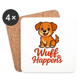 Wuff Happens...mega cutes Hundedesign - Untersetzer (4er-Set) - Weiß - Vorne