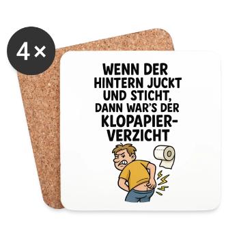 Funny Toilet Saying Toilet Paper Itches - Coasters (set of 4) - white - Front