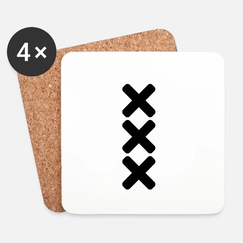 Amsterdam Schwarz XXX - Untersetzer (4er-Set) - Weiß