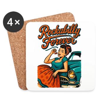 Rockabilly Forever Cherries Wife 50s Gift - Coasters (set of 4) - white - Front