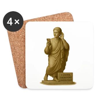 Antike Statue mit Smartphone und Zitat - Untersetzer (4er-Set) - Weiß - Vorne