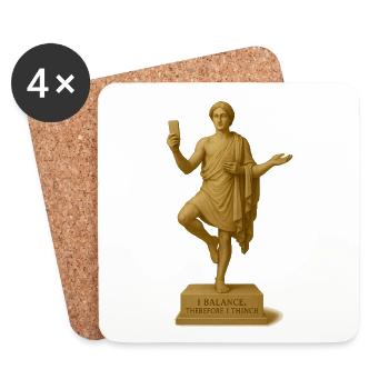 Statue philosophique avec smartphone - Dessous de verre (lot de 4) - blanc - Devant