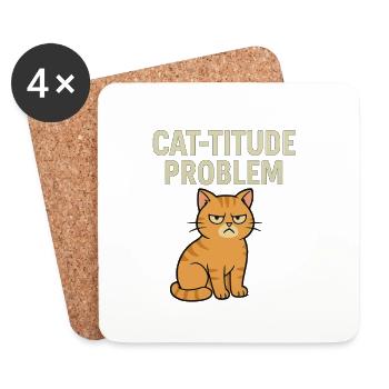 Sensations de chat prononcées - Dessous de verre (lot de 4) - blanc - Devant