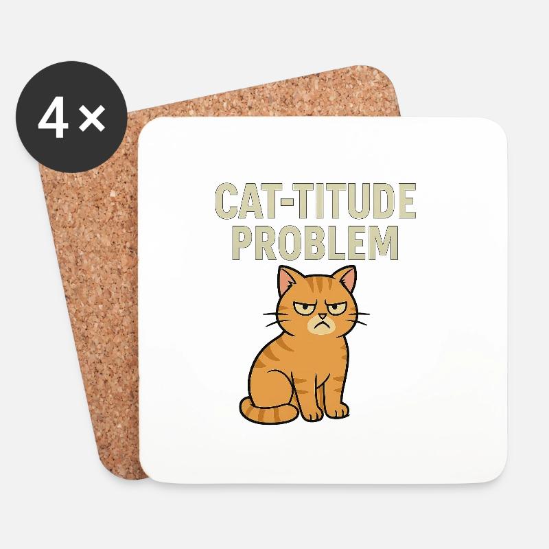 Catitude Problem Mürrische Katze Meme - Untersetzer (4er-Set) - Weiß