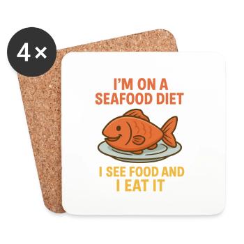 Régime alimentaire Seefood - Dessous de verre (lot de 4) - blanc - Devant