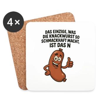 Knackwurst Drôle de dicton - Dessous de verre (lot de 4) - blanc - Devant