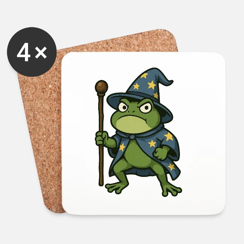 Zauberhafter Froggy Magier - Untersetzer (4er-Set) - Weiß