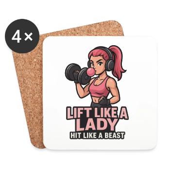 Lift Like A Lady Gym Girl Power Fitness Workout - Dessous de verre (lot de 4) - blanc - Devant