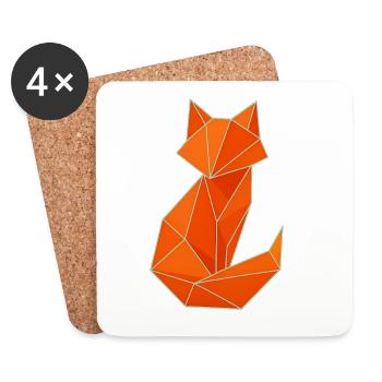 Geometrischer Fuchs - Stilvolles Origami-Design - Untersetzer (4er-Set) - Weiß - Vorne