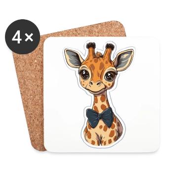 Girafe - Dessous de verre (lot de 4) - blanc - Devant