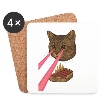 Laser Cat - Dessous de verre (lot de 4) - blanc - Devant