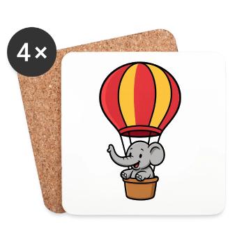 Cute Elephant Balloon Kids Design - Coasters (set of 4) - white - Front