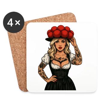 Bollenhut Tattoo Girl Feldberg Black Forest Traditional Costume - Coasters (set of 4) - white - Front