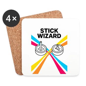 Stick Wizard Retro Gaming Design - Coasters (set of 4) - white - Front