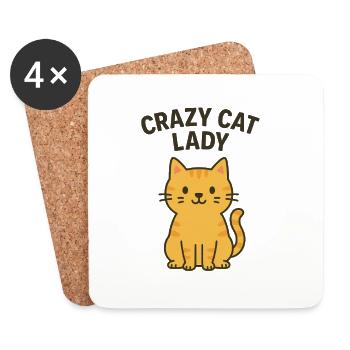 Crazy Cat Lady Illustration - Coasters (set of 4) - white - Front