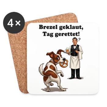 Brezel geklaut, Tag gerettet ! - Untersetzer (4er-Set) - Weiß - Vorne