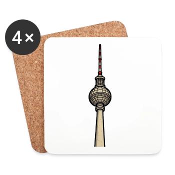Berlin TV Tower Illustration - Coasters (set of 4) - white - Front