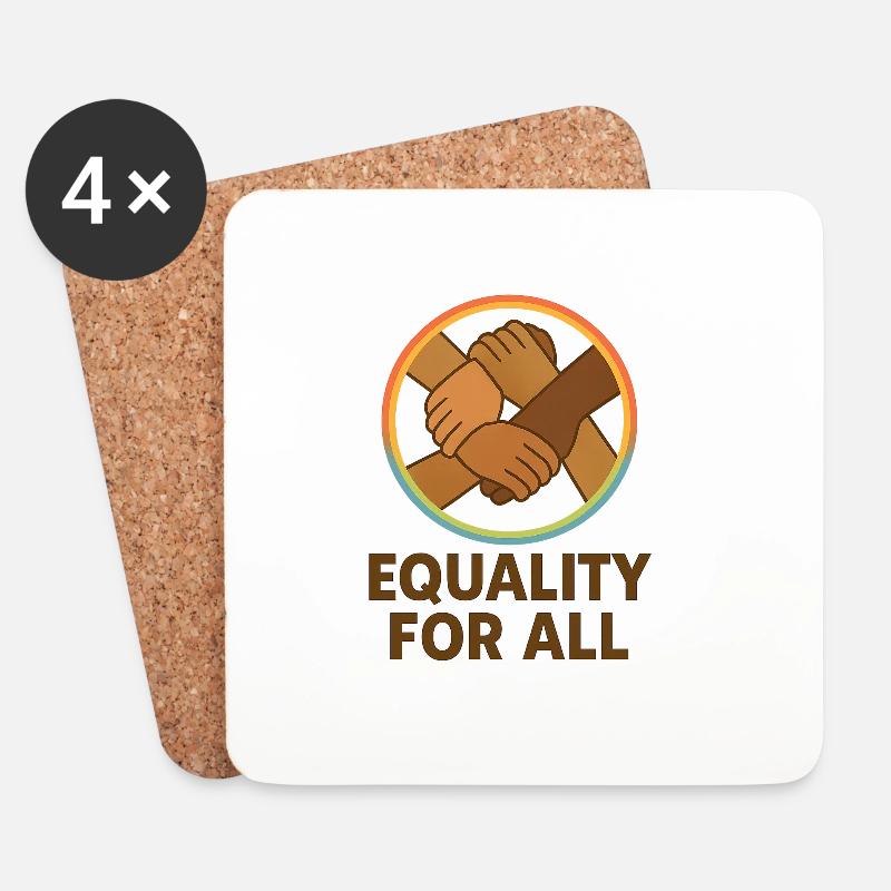 Unity Hands Kreisförmiges Emblem-Design - Untersetzer (4er-Set) - Weiß