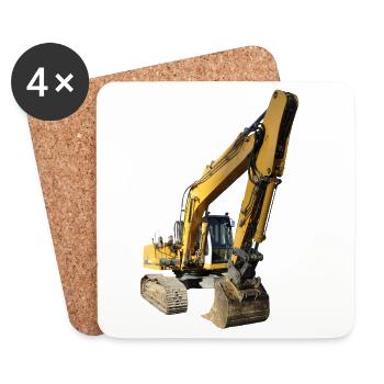 Kettenbagger - Untersetzer (4er-Set) - Weiß - Vorne