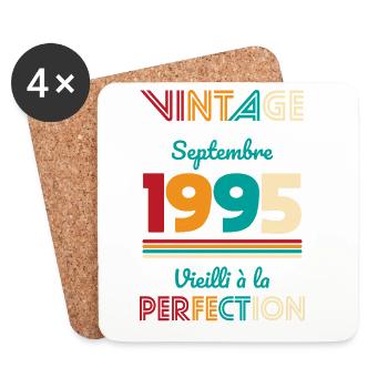 30. Jahrestag - Vintage - September 1995 - Untersetzer (4er-Set) - Weiß - Vorne