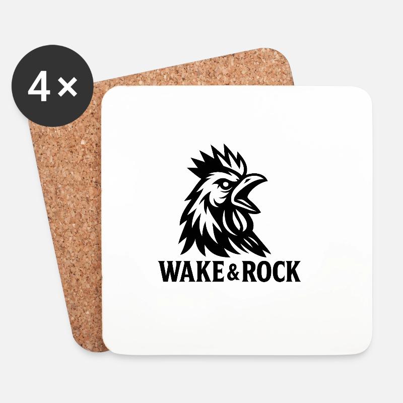 Wake & Rock - Untersetzer (4er-Set) - Weiß