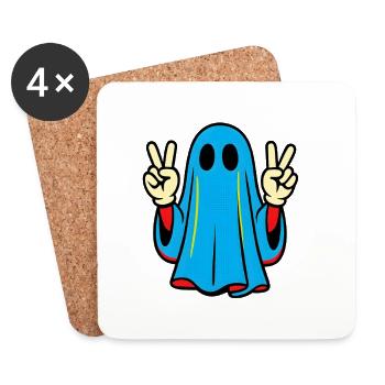 Playful ghost print with peace sign - Coasters (set of 4) - white - Front