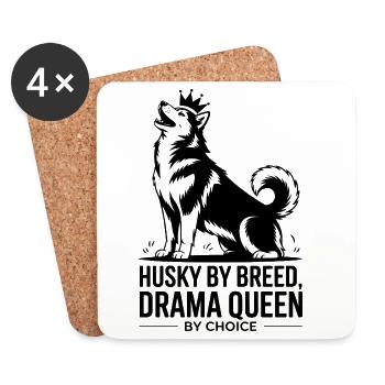 Husky Drama Queen Drôle Amoureux des chiens - Dessous de verre (lot de 4) - blanc - Devant