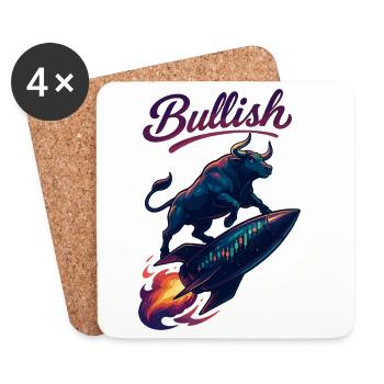 Stock Bull Bull Chart Profit Rocket Gift - Coasters (set of 4) - white - Front