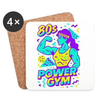 80s Power Gym / Strong Woman - Coasters (set of 4) - white - Front
