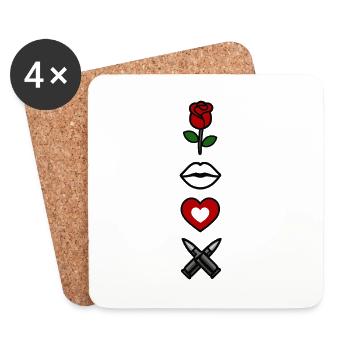 Avi Collection – Rose & Kiss - Untersetzer (4er-Set) - Weiß - Vorne