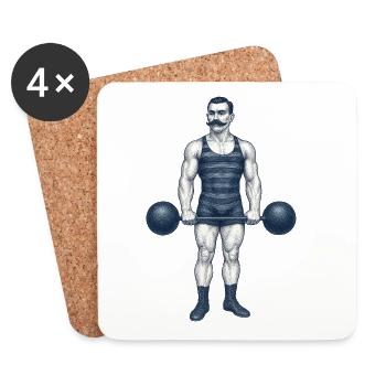 Vintage Strongman Illustration T-Shirt - Dessous de verre (lot de 4) - blanc - Devant