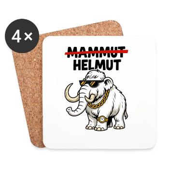 Helmut das Mammut - Untersetzer (4er-Set) - Weiß - Vorne