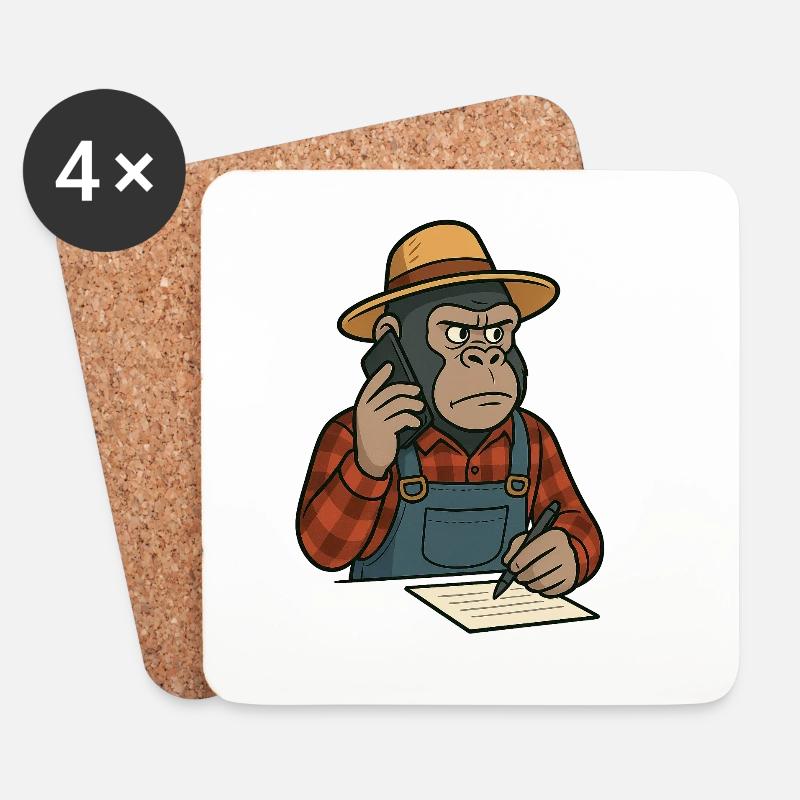 Farm Gorilla - Untersetzer (4er-Set) - Weiß