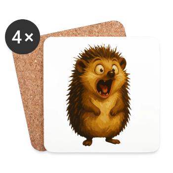 Lustiger Cartoon Igel Überraschtes Tiermotiv - Untersetzer (4er-Set) - Weiß - Vorne