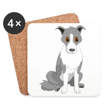 Border Collie Side Eye - Coasters (set of 4) - white - Front